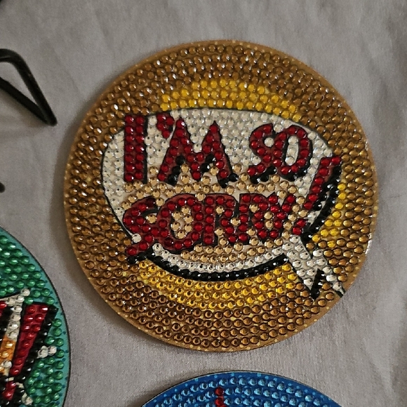Colorful Comic Book Style Rhinestone Coaster Set - Picture 7 of 9